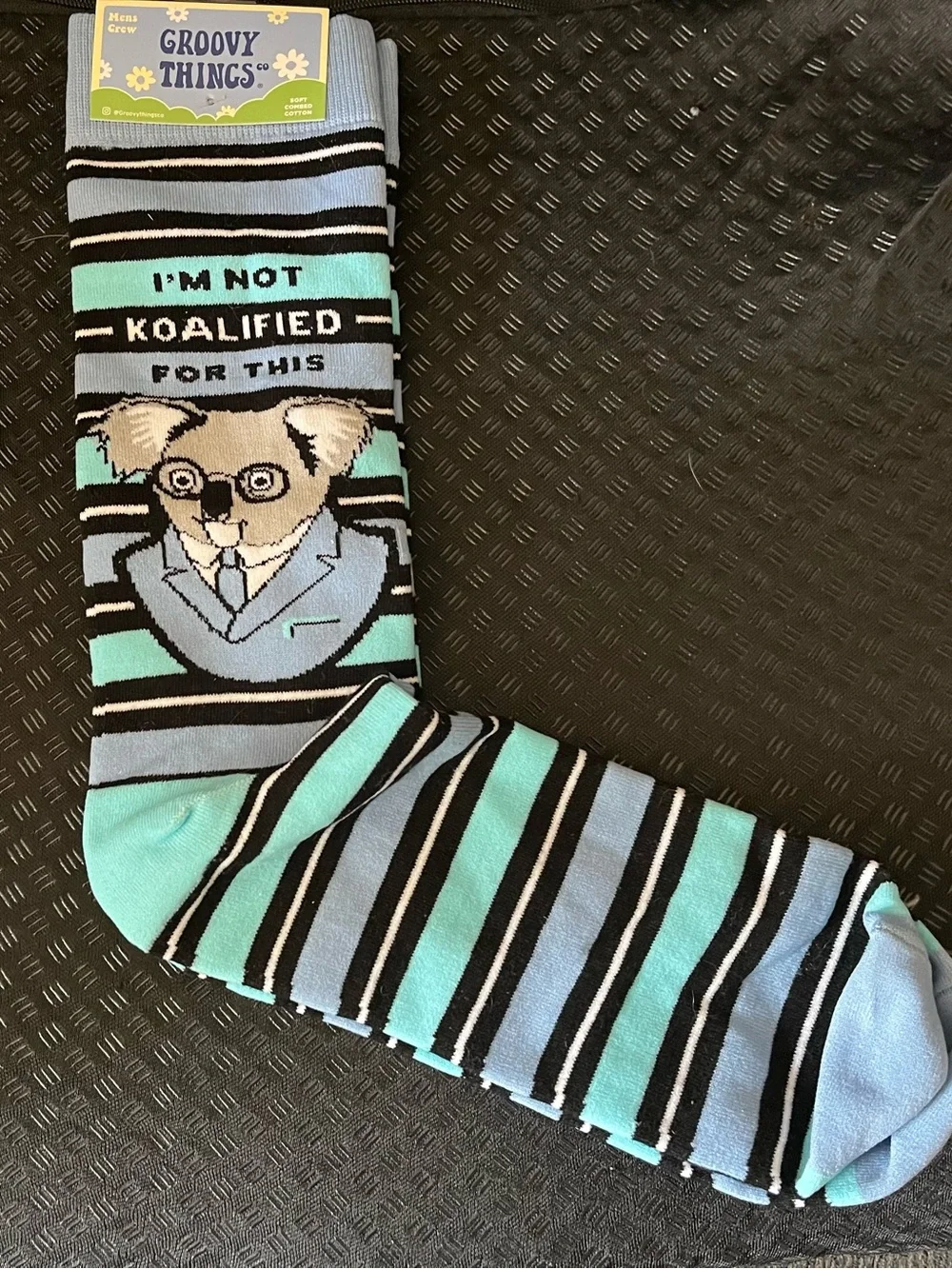 Men's Light Blue & Mint 'I'm Not Koalified' Novelty Crew Socks